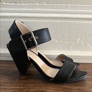 Elegant Black Heels with Ankle Strap